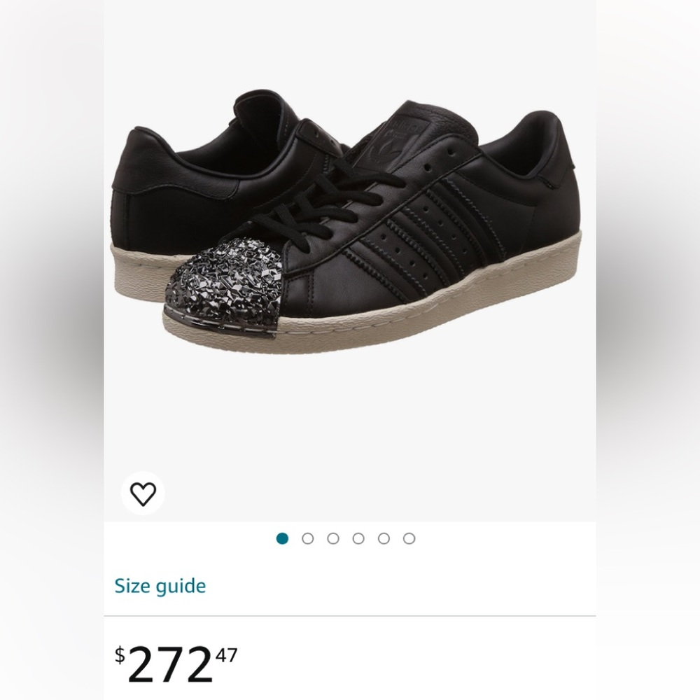 Adidas 7.5 Original Superstar 80s Metallic 3D Front Black Leather Shoe Excellent